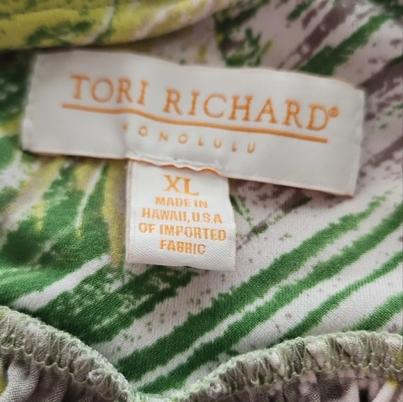 Tori Richards Womens Tropical Leaves Maxi Halter Dress Sz XL Vacation Beach - Picture 6 of 10
